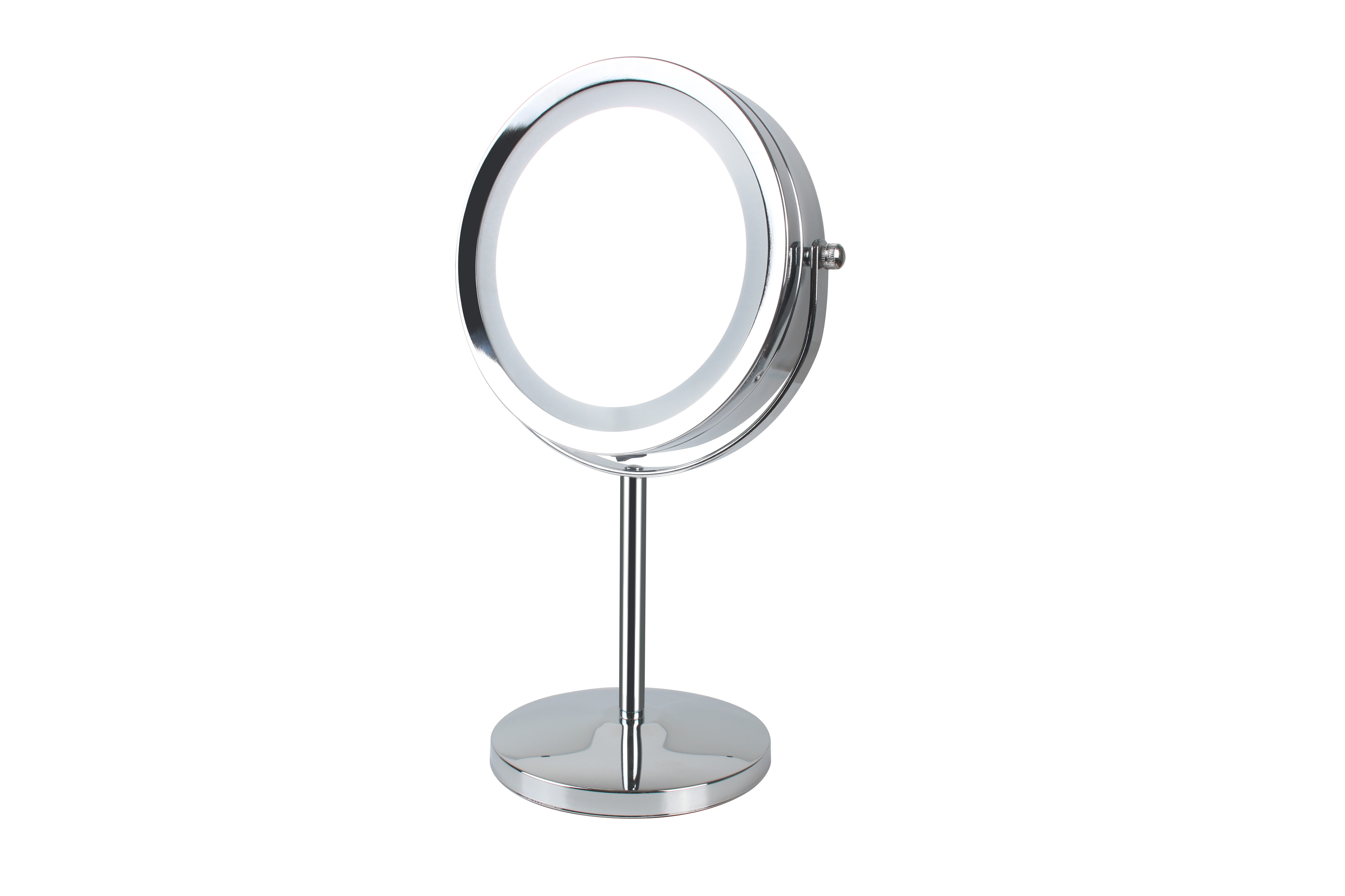 Wholesale Private Label High Quality Middle Size Bathroom Round Stainless Steel Frame Mirror Table Led Light Makeup Mirror