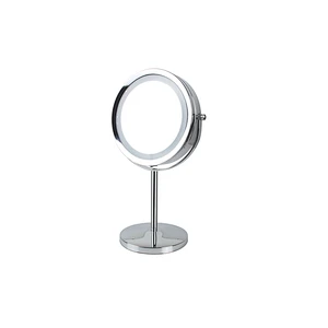 Wholesale Private Label High Quality Middle Size Bathroom Round Stainless Steel Frame Mirror Table Led Light Makeup Mirror
