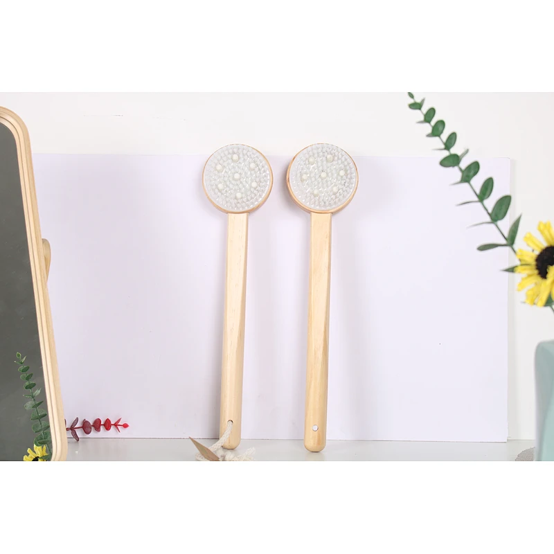 Wholesale Private Label Custom Logo Long Handle Wood Bath Brush Exfoliating Massage Bath Brushes Set