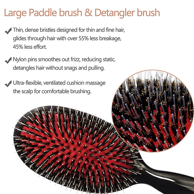 New Design Professional Electroplating Wig Hair Brush Hair Extension Brush Boar Bristle Nylon Pin Detangling Hair Brush