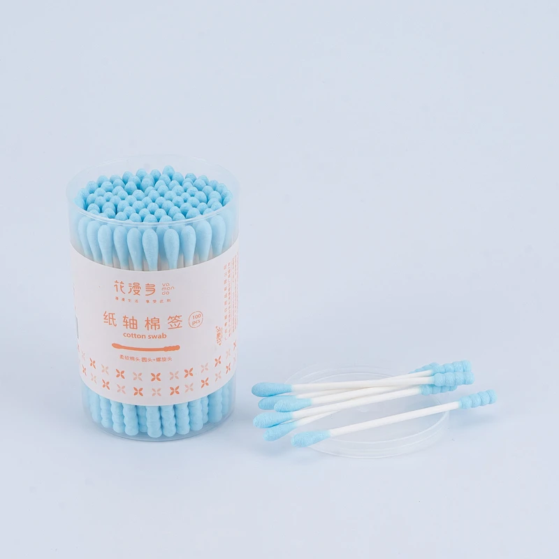 Hot Sale Disposable Eco-Friendly Bamboo Fabrication Double Pointed Heads Cotton Swab Paper Stick Cotton Ear Buds