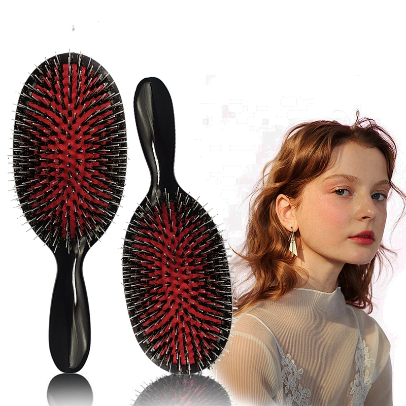 New Design Professional Electroplating Wig Hair Brush Hair Extension Brush Boar Bristle Nylon Pin Detangling Hair Brush