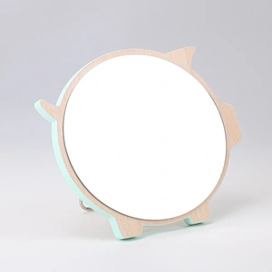 Desktop Ladies Rectangle Table Folding Cosmetic Make Up Mirror Custom Logo Wood Frame Makeup Mirror Round