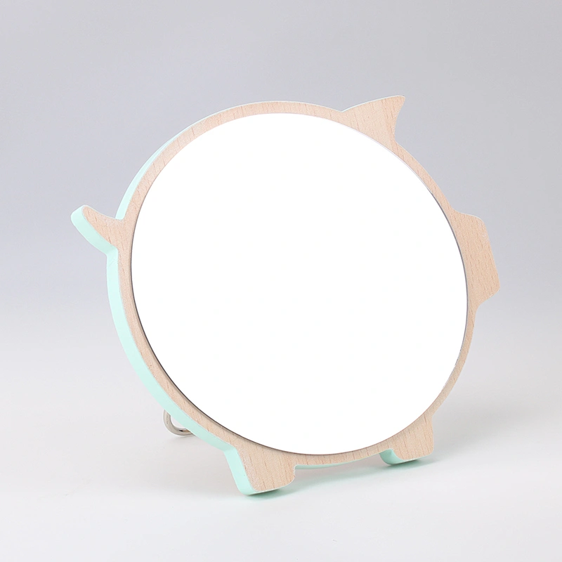 Desktop Ladies Rectangle Table Folding Cosmetic Make Up Mirror Custom Logo Wood Frame Makeup Mirror Round