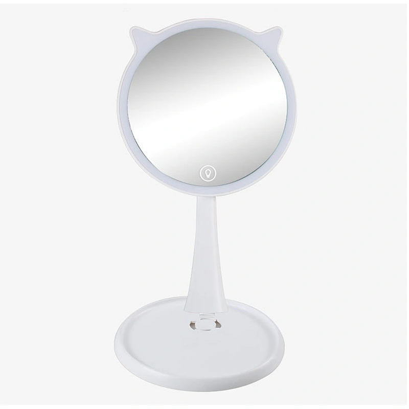 Hot Selling Portable Round Desktop Single Sided Cosmetic Led Light Vanity Makeup Mirror With Natural Led