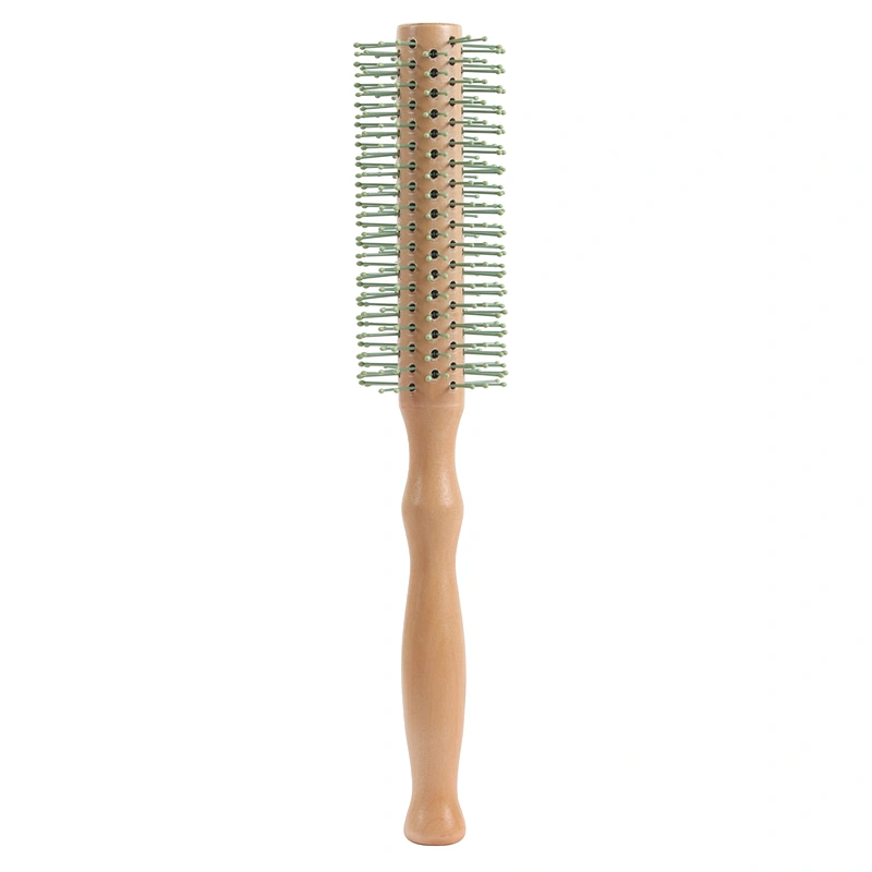 Big Discount Ergonomic Wood Handle Nylon Bristle Roller Hairbrush For Dry And Style Curl Hair For Barber Hair Cutting
