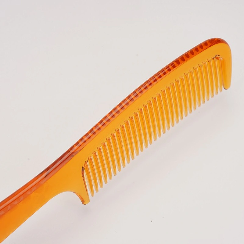 2022 Customized Fishtail Shape Eco-friendly Handle Translucent Golden Yellow Olive Oil Added Hair Comb For Barber Hair Cutting