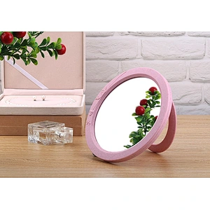 Wholesale Private Label Custom Logo Fancy Round Shape Bedroom Mirror Plastic Folding Desktop Makeup Mirror