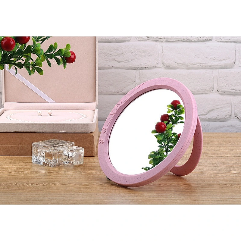 Wholesale Private Label Custom Logo Fancy Round Shape Bedroom Mirror Plastic Folding Desktop Makeup Mirror