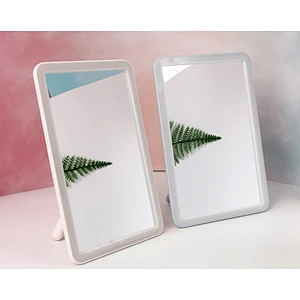 Small Plastic Vanity Standing Makeup Mirror OEM Concise Table Mirror Square Self Single Side Make-Up Table Make Up Mirror
