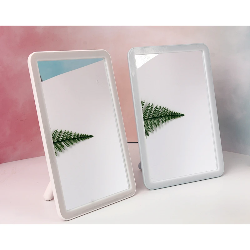 Small Plastic Vanity Standing Makeup Mirror OEM Concise Table Mirror Square Self Single Side Make-Up Table Make Up Mirror