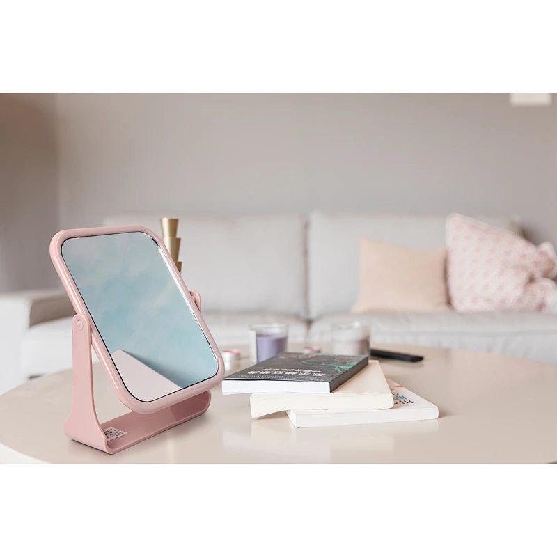 Custom Logo Makeup Plastic Magnification Double Standing Makeup 360 Degree Rotating Table Mirror For Makeup