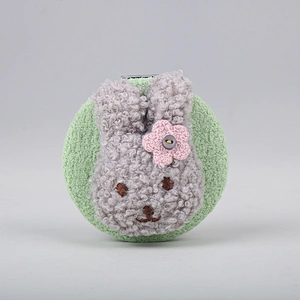 Handheld Travel Pocket Makeup Mirror Double Side Round Warmth Rabbit Head Round Pocket Portable Mirror
