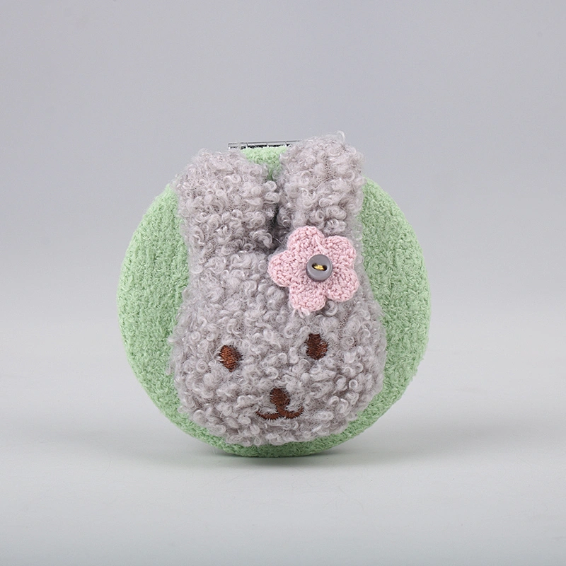 Handheld Travel Pocket Makeup Mirror Double Side Round Warmth Rabbit Head Round Pocket Portable Mirror