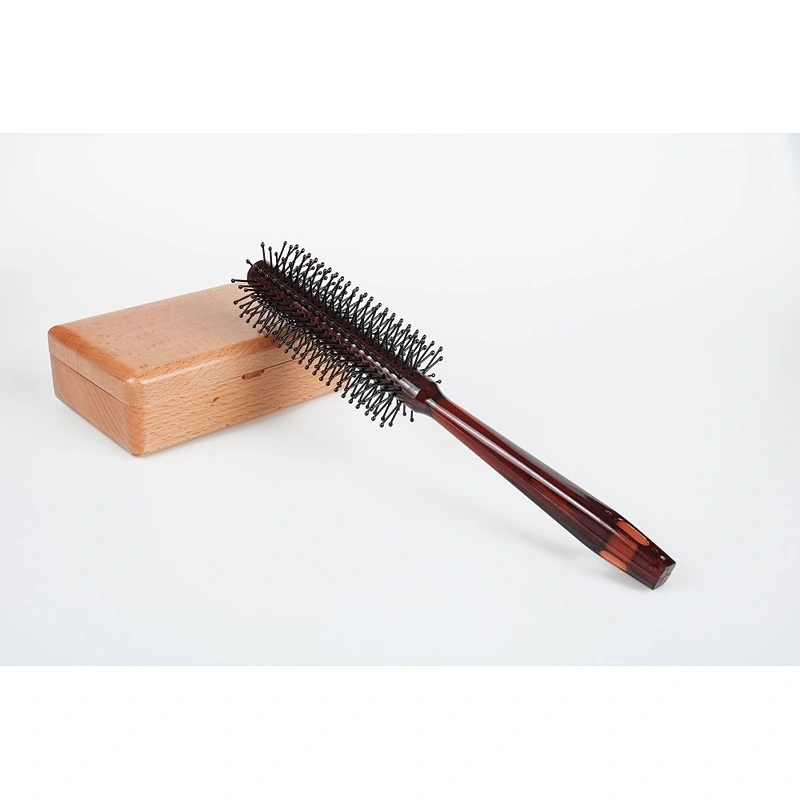 Best Soft touch Nylon Pin Barber Shop Household Cylinder Rolling Straight Hairbrush For Girls Curly Kinky Hair