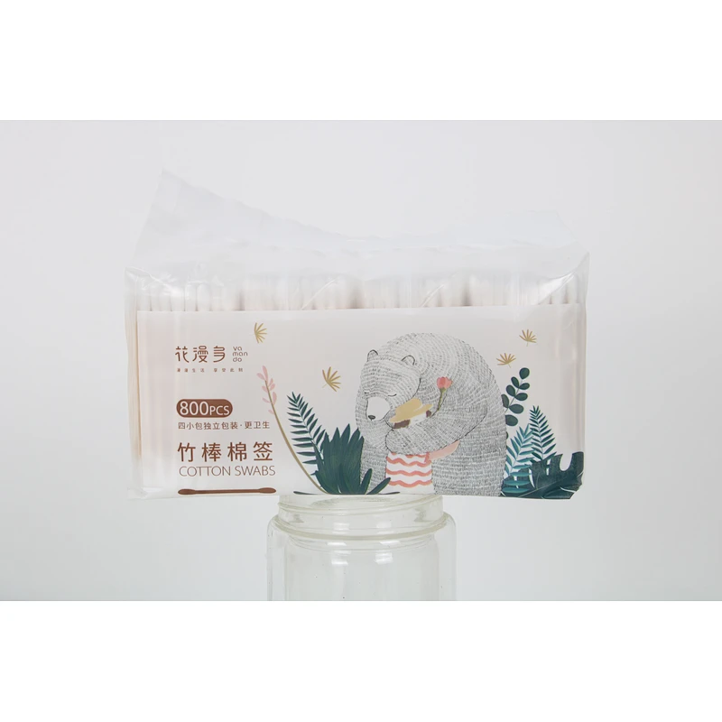 Wholesale Private Label Buds Manufacturer Cheap Bamboo Stick Ear Cleaning Cosmetic Pure Cotton Swabs