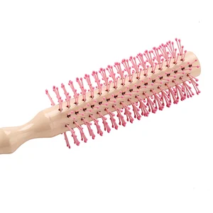 Wholesale Cylinder Rolling Plastic Massage Scalp Round Handle Comb Straight Hair Curls Barber Shop Household