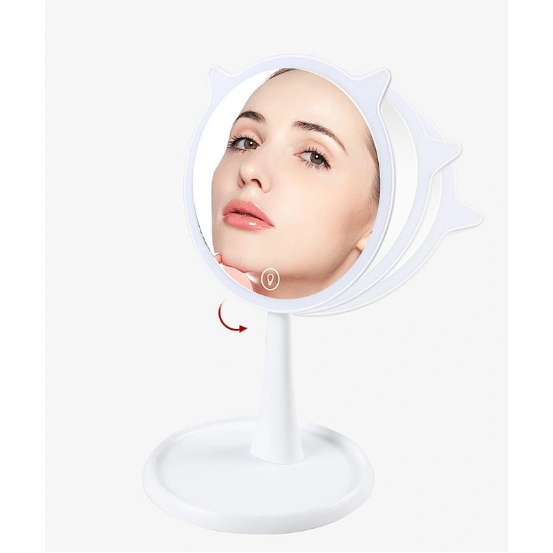 Hot Selling Portable Round Desktop Single Sided Cosmetic Led Light Vanity Makeup Mirror With Natural Led