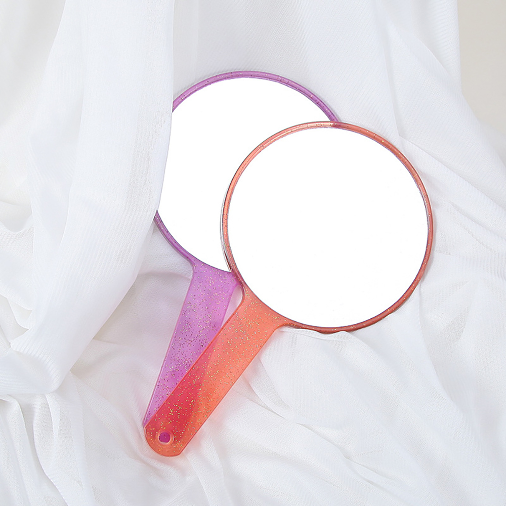 Wholesale Low Moq Custom Logo Round Heart-shaped Single Side Plastic Mini Cosmetic Makeup Pocket Handle Mirror