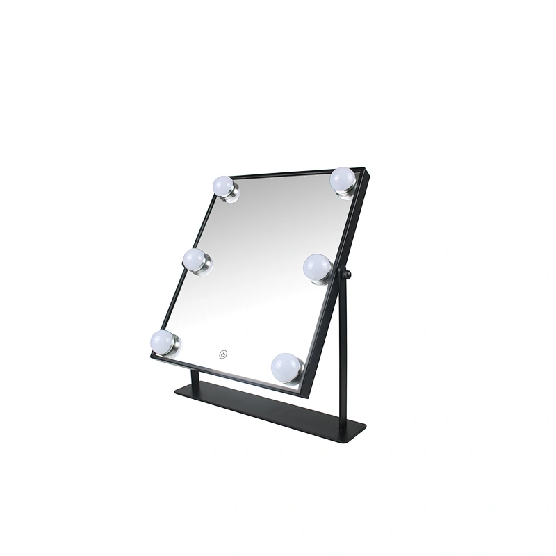 Wholesale Private Label Portable Square Desktop Single Sided Cosmetic Led Light Vanity Makeup Mirror With Natural Led