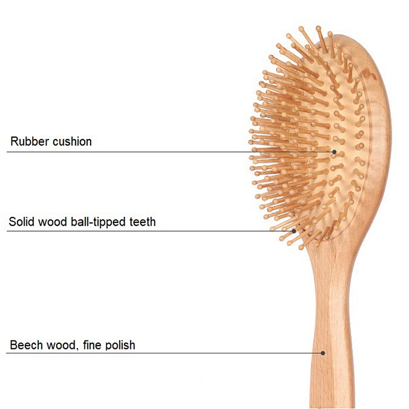 Good Quality Wooden Hair Bamboo Brush Girls Hair Brush Natural Beech Wood Detangling Paddle Hair Brush