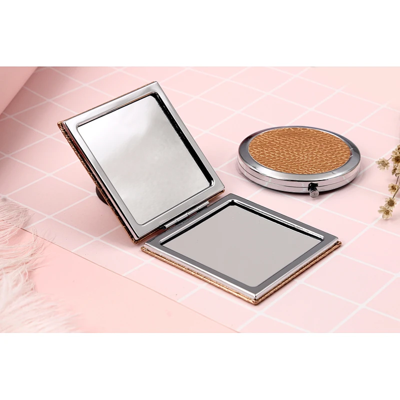 Wholesale 2022 Custom Cute Cartoon Pocket Mirror With Pu Leather Personalized Makeup Double Sided Pocket Mirror