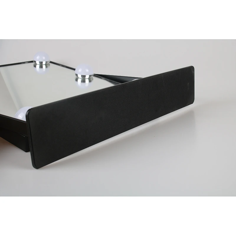 Wholesale Private Label Portable Square Desktop Single Sided Cosmetic Led Light Vanity Makeup Mirror With Natural Led