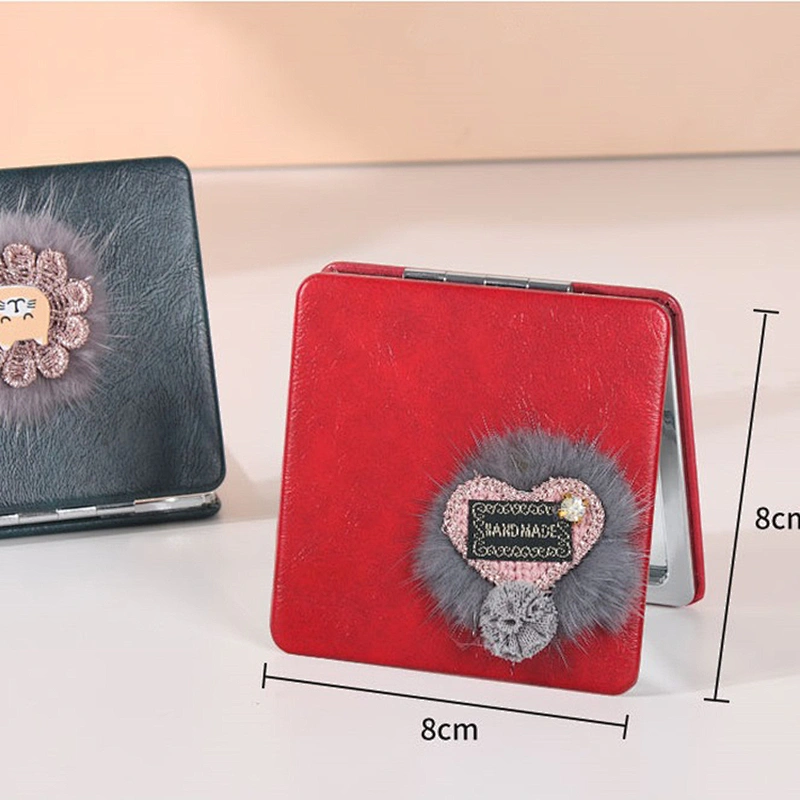 2022 New trendy double sided high definition mini mirror portable sewing pattern travel makeup mirror