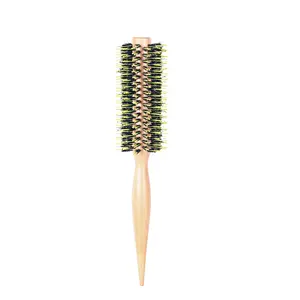 Popular Factory Wholesale Mixture Bristles Fashion Wooden Round Hairbrush For Styling Barber Hair Cutting