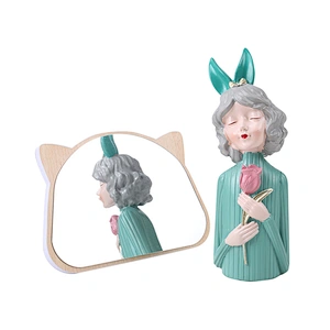Wholesale Personalized Animal Colorful Standing Desktop Foldable Table Wooden Makeup Mirror Wood Framed Mirrors