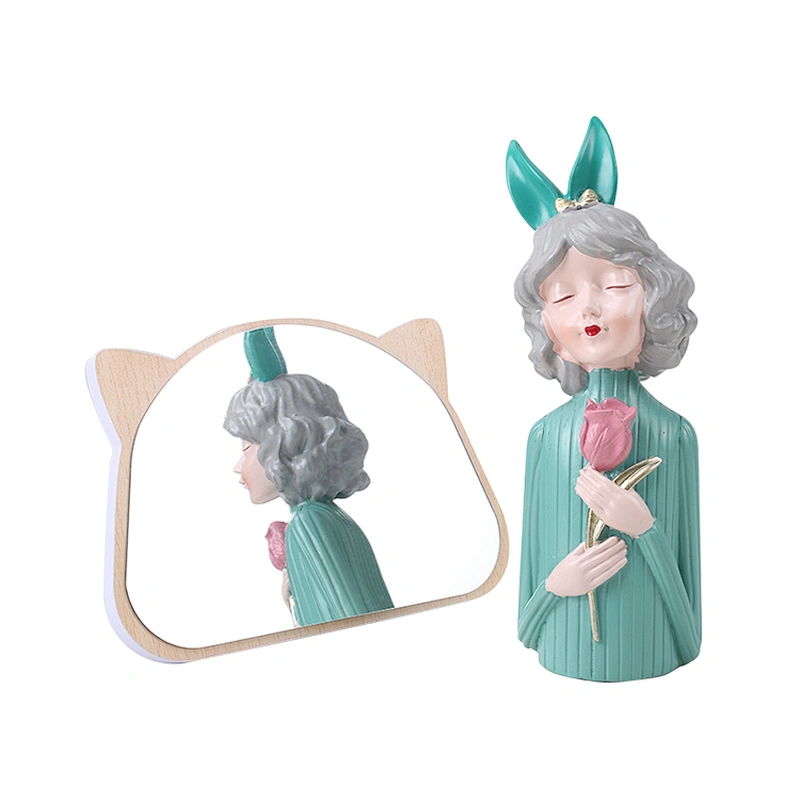 Wholesale Personalized Animal Colorful Standing Desktop Foldable Table Wooden Makeup Mirror Wood Framed Mirrors