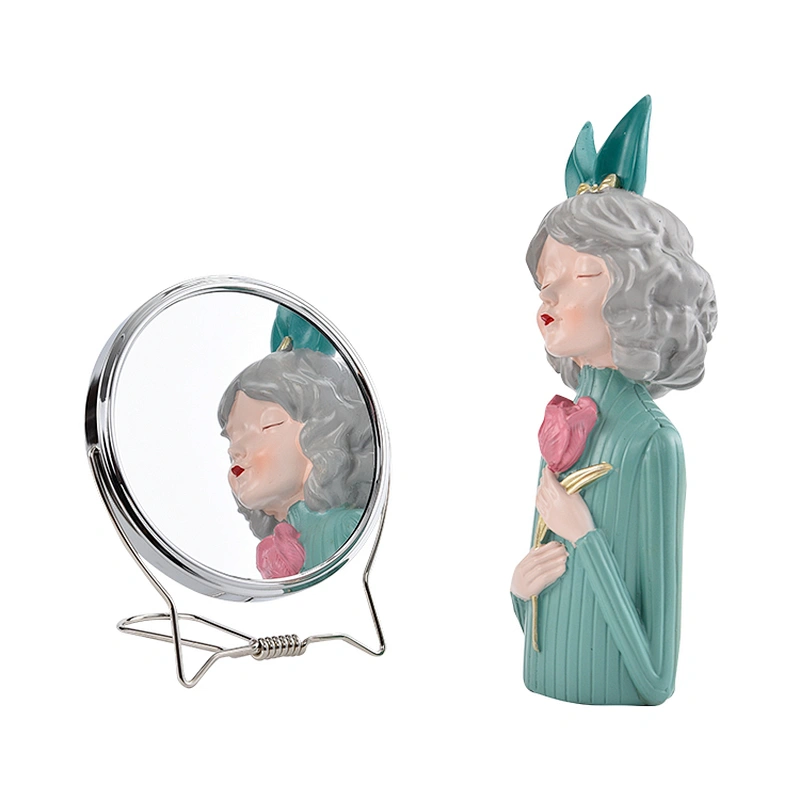 2022 New Customizable Package Carbon Steel Lens Metal Standing Double Side Table Makeup Mirror