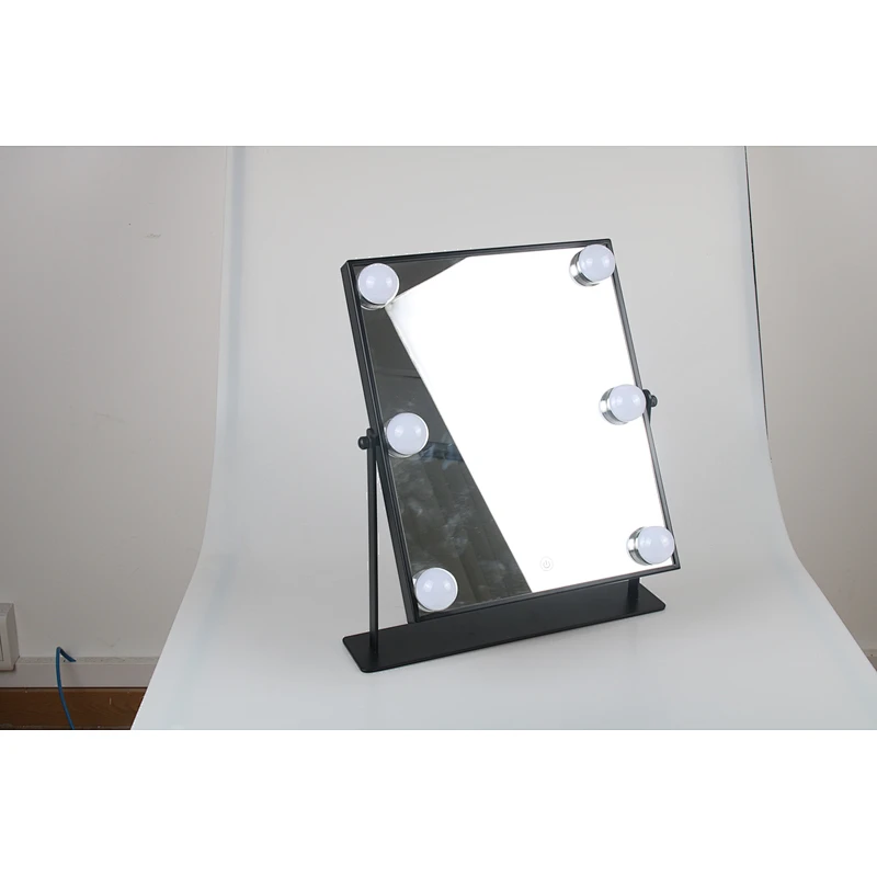 Wholesale Private Label Portable Square Desktop Single Sided Cosmetic Led Light Vanity Makeup Mirror With Natural Led
