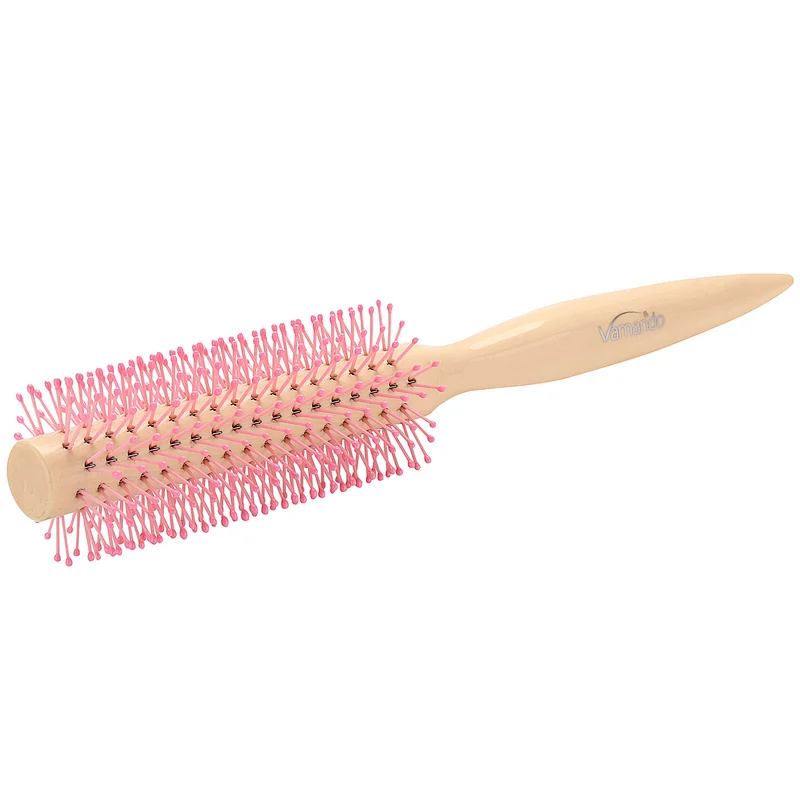 Wholesale Cylinder Rolling Plastic Massage Scalp Round Handle Comb Straight Hair Curls Barber Shop Household