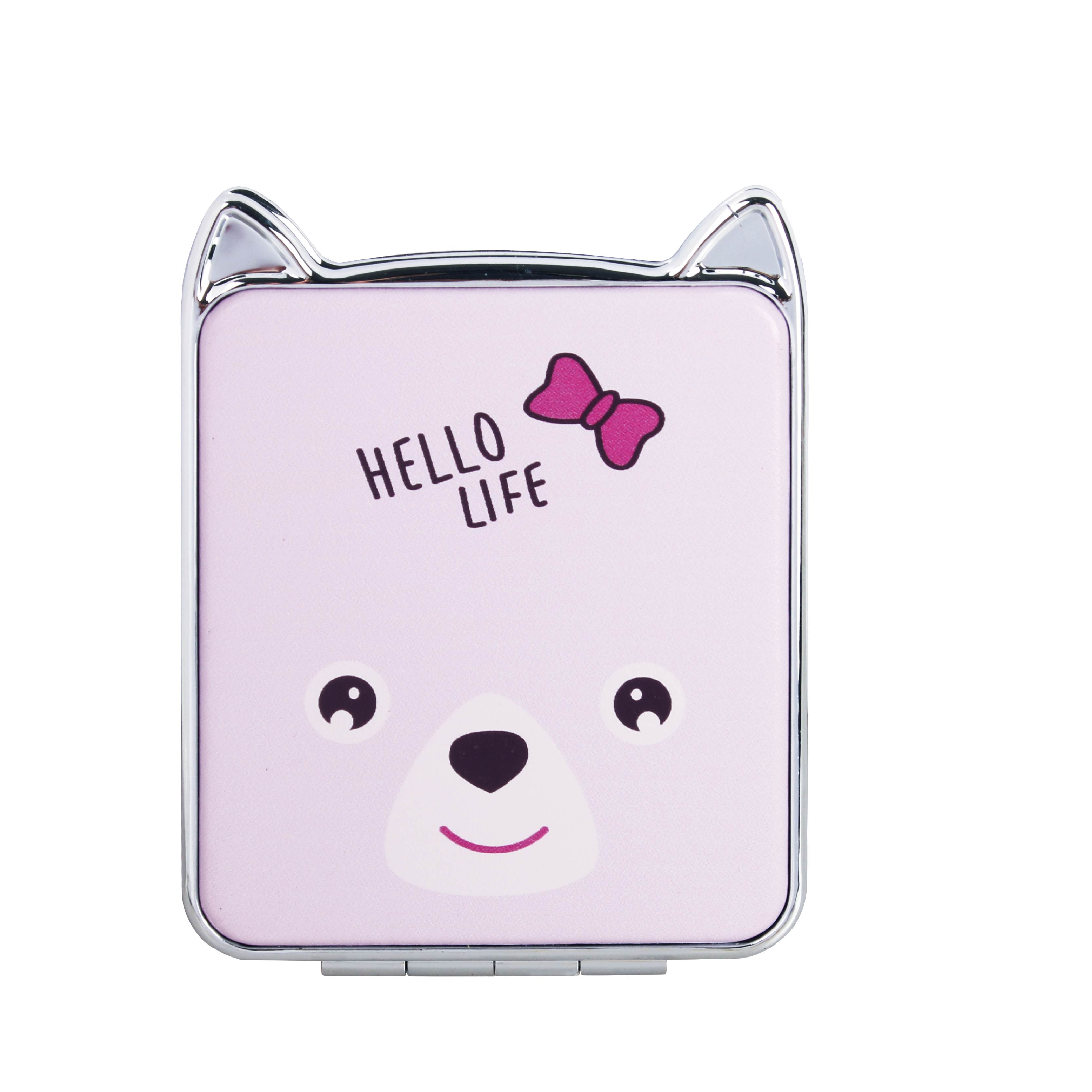 Wholesale 2022 Custom Cute Cartoon Pocket Mirror With Pu Leather Personalized Makeup Double Sided Pocket Mirror