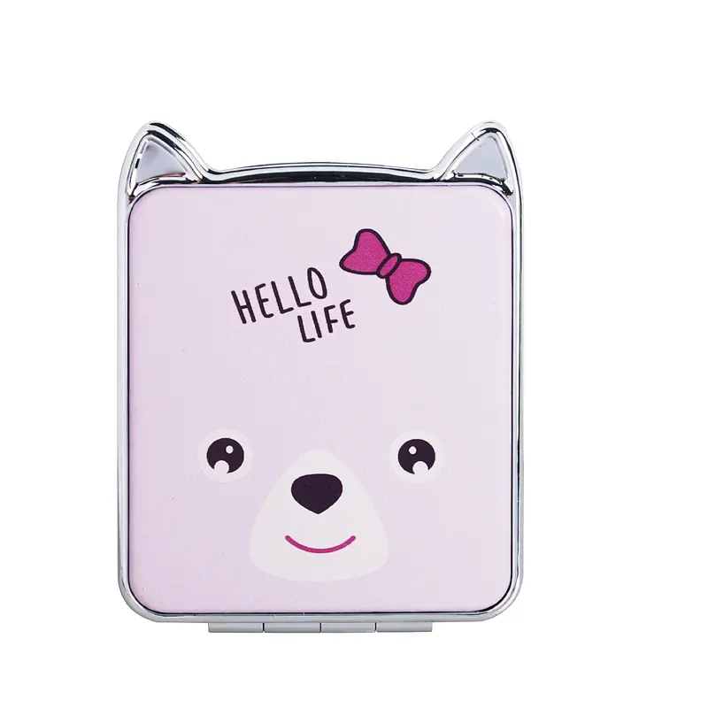 Wholesale 2022 Custom Cute Cartoon Pocket Mirror With Pu Leather Personalized Makeup Double Sided Pocket Mirror