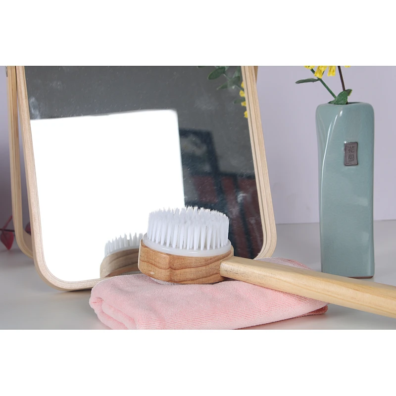Wholesale Private Label Custom Logo Long Handle Wood Bath Brush Exfoliating Massage Bath Brushes Set