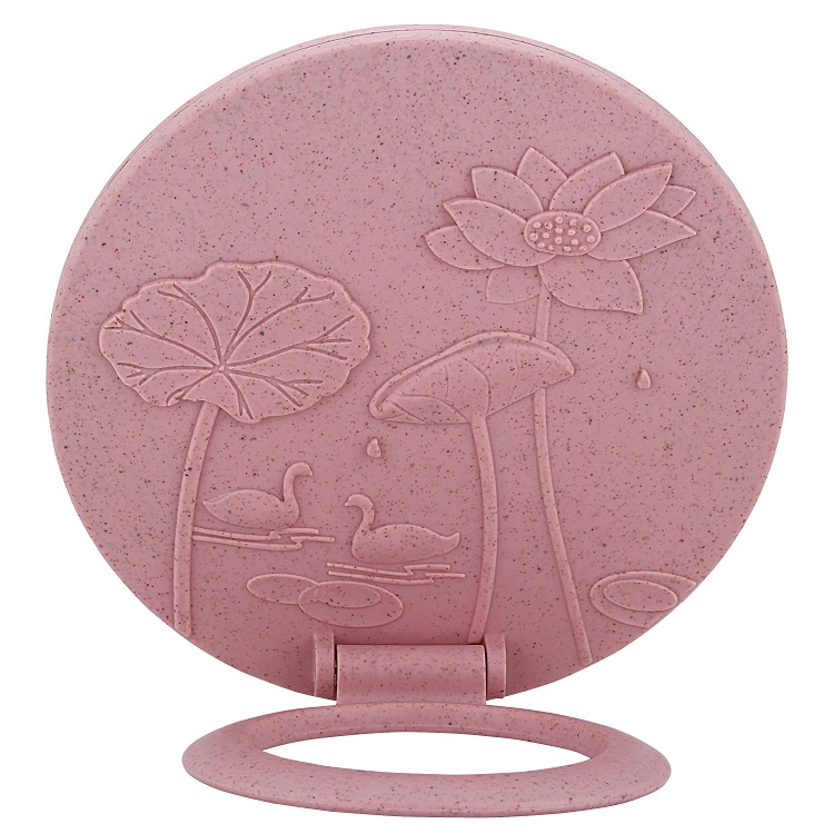 Wholesale Private Label Custom Logo Fancy Round Shape Bedroom Mirror Plastic Folding Desktop Makeup Mirror