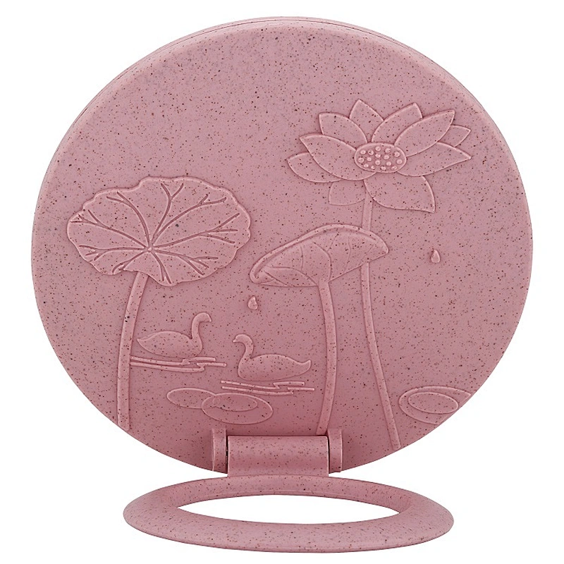 Wholesale Private Label Custom Logo Fancy Round Shape Bedroom Mirror Plastic Folding Desktop Makeup Mirror