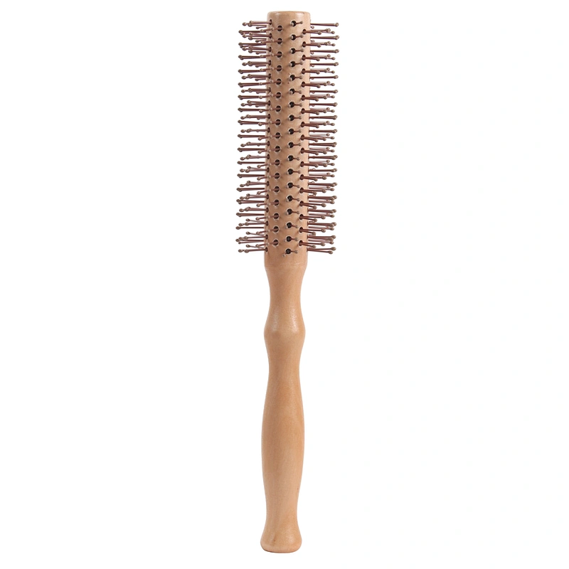 Big Discount Ergonomic Wood Handle Nylon Bristle Roller Hairbrush For Dry And Style Curl Hair For Barber Hair Cutting