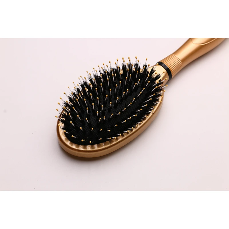 Factory OEM Logo Plastic Handle Oval Nylon Boar Bristle Hair Brush
