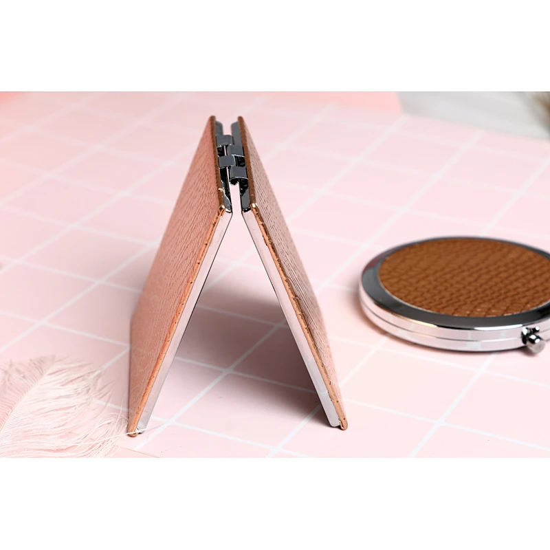 Wholesale 2022 Custom Cute Cartoon Pocket Mirror With Pu Leather Personalized Makeup Double Sided Pocket Mirror