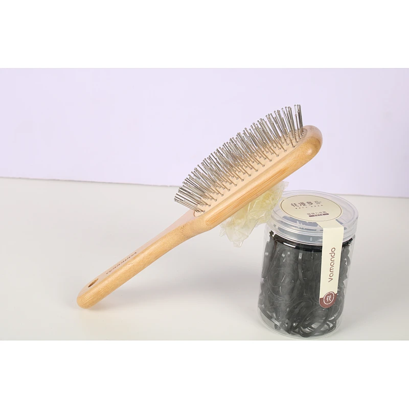 Good quality wooden hair bamboo brush comb set portable hair brush comb massager set for women