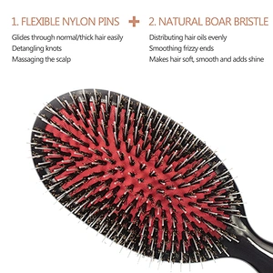 New Design Professional Electroplating Wig Hair Brush Hair Extension Brush Boar Bristle Nylon Pin Detangling Hair Brush