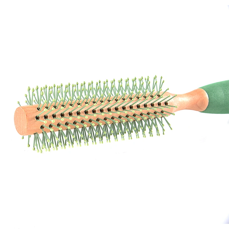 High Quality Home Use High End Resistant Massage Wood Pink Long Round Curling Comb Roller Hair Brush For Women