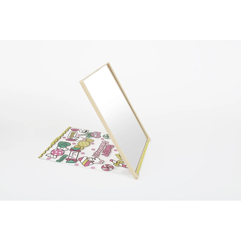 Wholesale Private Label Cute Girl Square Middle Foldable Cosmetic Makeup Mirror Plastic Custom Pocket Mirror