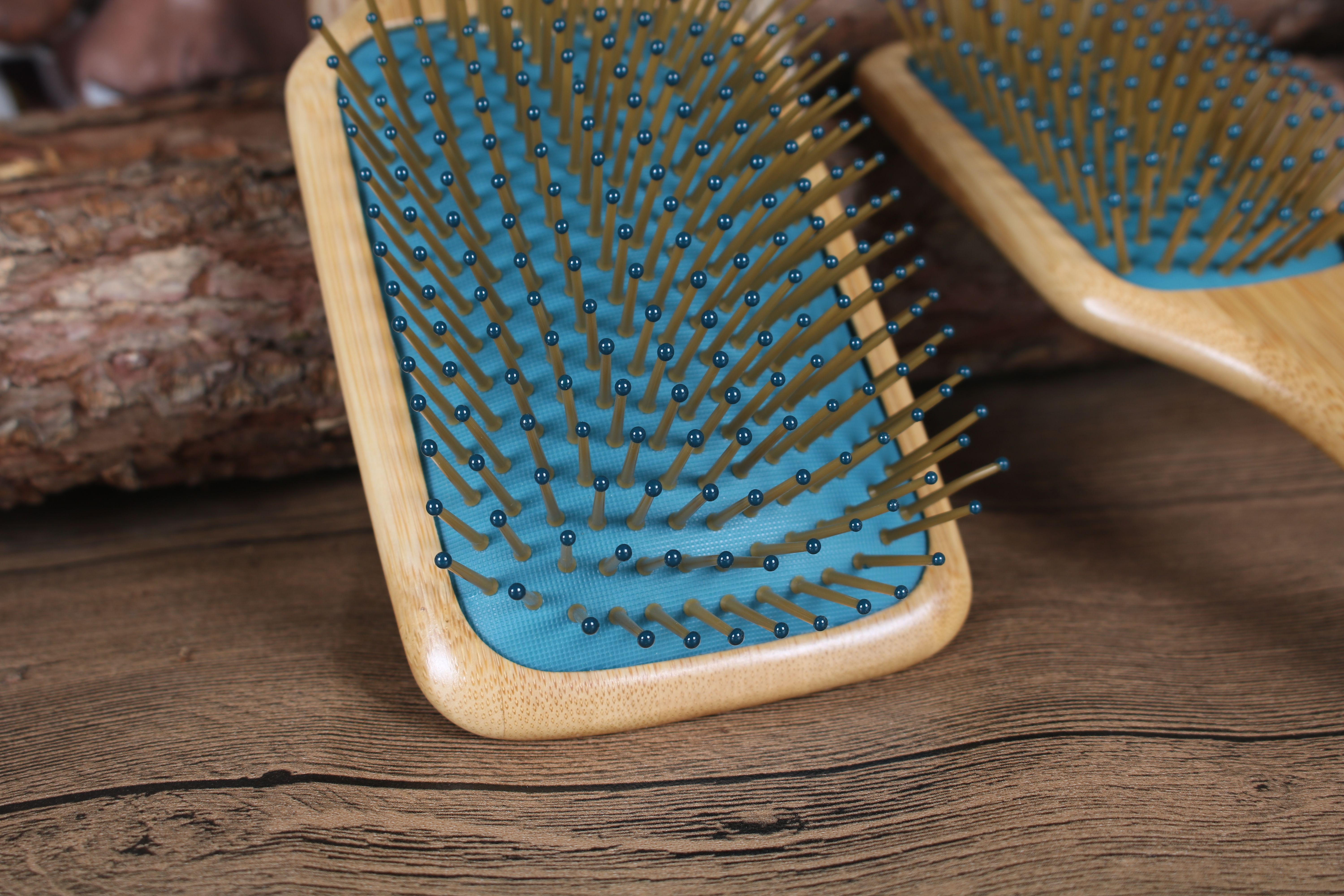 Paddle Hair Detangling Brush Bamboo Wood Air Cushion Brush Bamboo Bristle Paddle Brush For Barber Hair Cutting Set