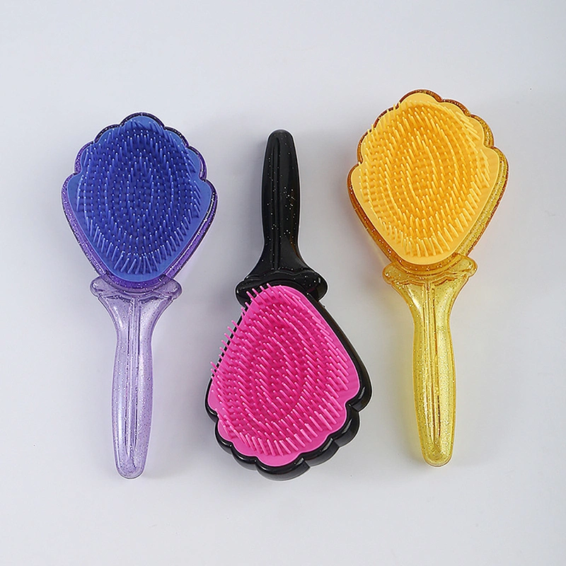 Eco-friendly Biodegradable Plastic Needle Air Bag Massage Shell Shape Comb Plastic Comb For Barber Hair Cutting