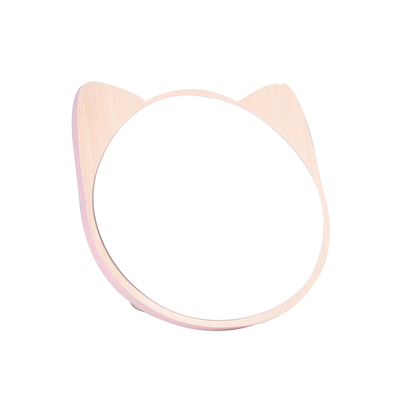 New Trending Cute Pet Series Wooden Table Mirror Healing System Log Table Lady Student Mirror Wooden Vanity Table Makeup Mirror