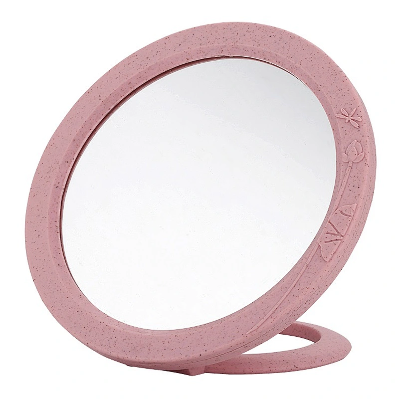 Wholesale Private Label Custom Logo Fancy Round Shape Bedroom Mirror Plastic Folding Desktop Makeup Mirror